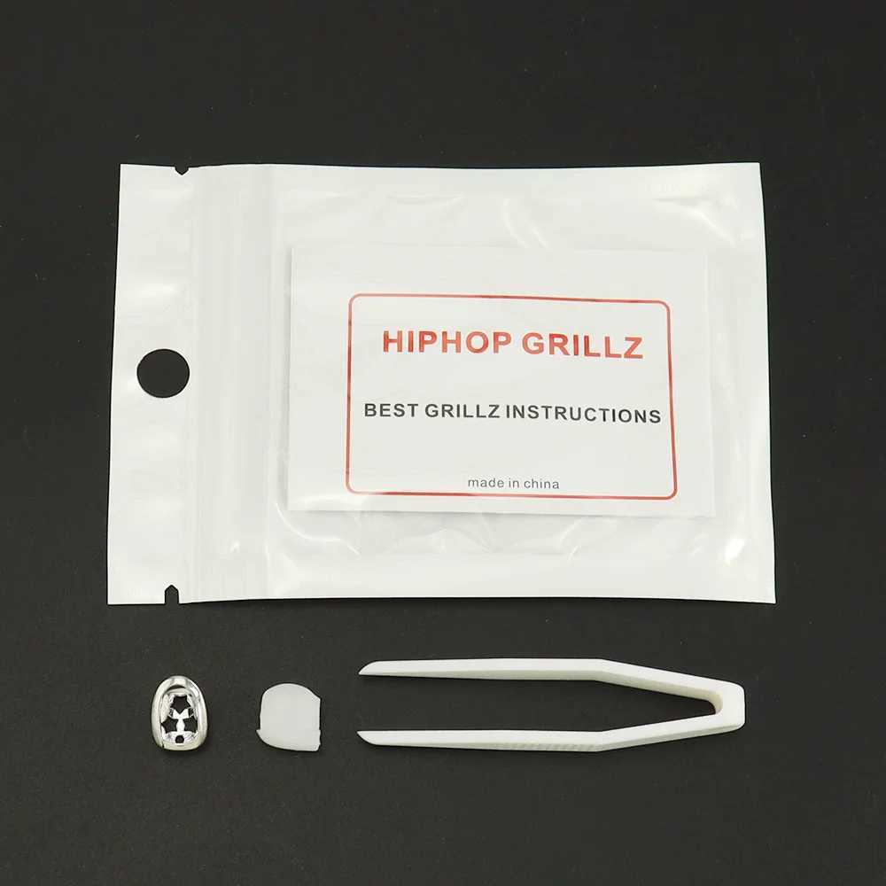 1pc Hip Hop Star Teeth Grillz Gold Plated Dental Grills Rock Tooth Grillz Caps Crystal Teeth Caps Halloween Vampire ToothXJ250114