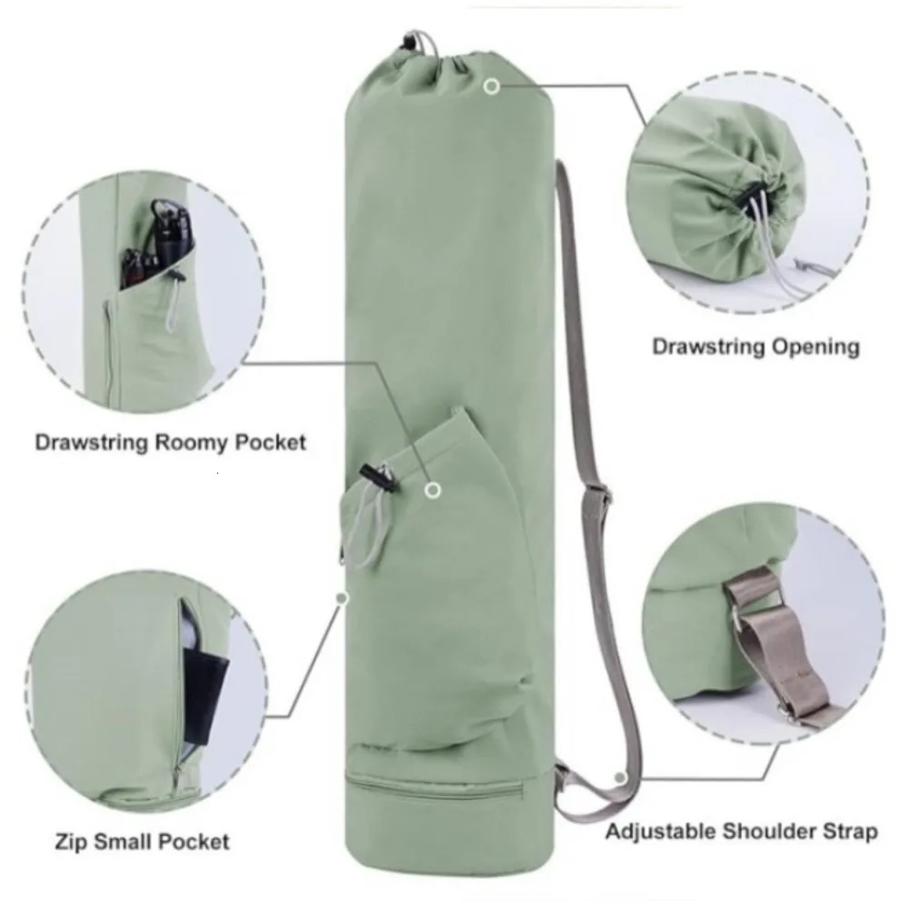 Multifunction Storage Bag Large Capacity Exercise Yoga Mat FullZip Canvas Adjustable Shoulder Strap Waterproof Fitness 250114