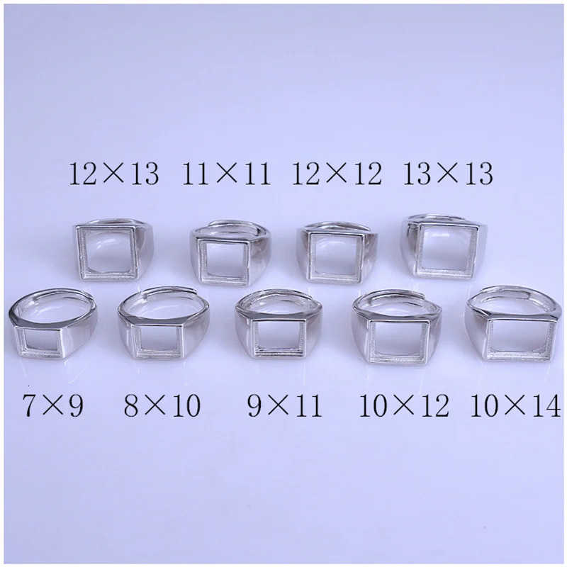687910121014121m Square Gemstone S925 Sterling Silver Simple Ring DIY Support for Men Fine Fashion Charm Jewelry 250110