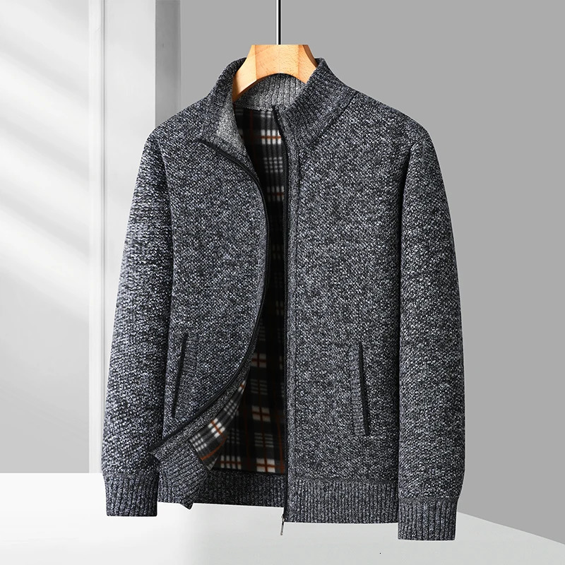 Mens Knitted Cardigan Jacket Autumn Winter Plush Sweater Mens Clothes High Quality Jerseys Warm Casual Jackets Sweaters Coat 250113