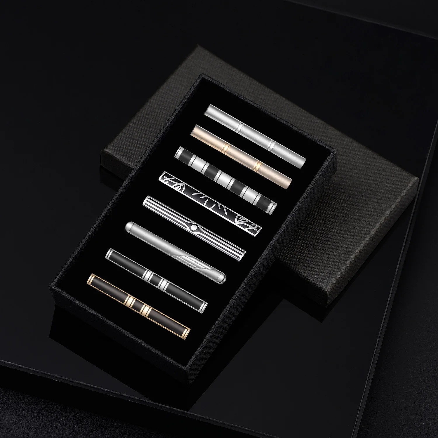 7/8 piece tie clip set with gift box wedding guest gift mens jewelry business mens shirt cufflinks mens gift 250110