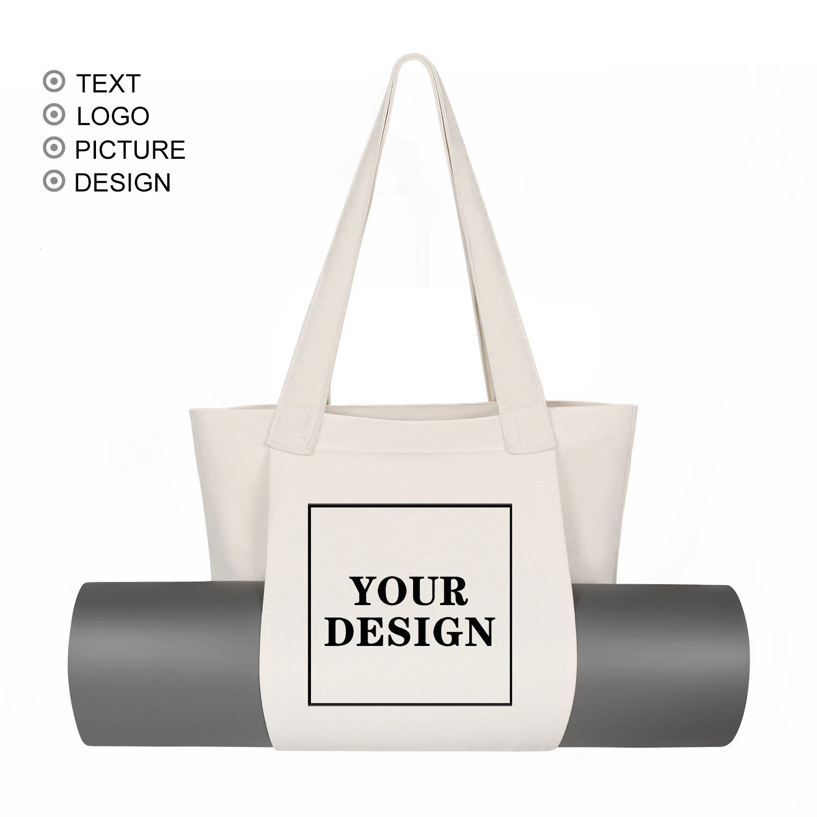 DIY Personalized Customized Yoga Mat Bag Large Capacity Washable Foldable Lightweight Pilates Canvas Carry Gift 250114
