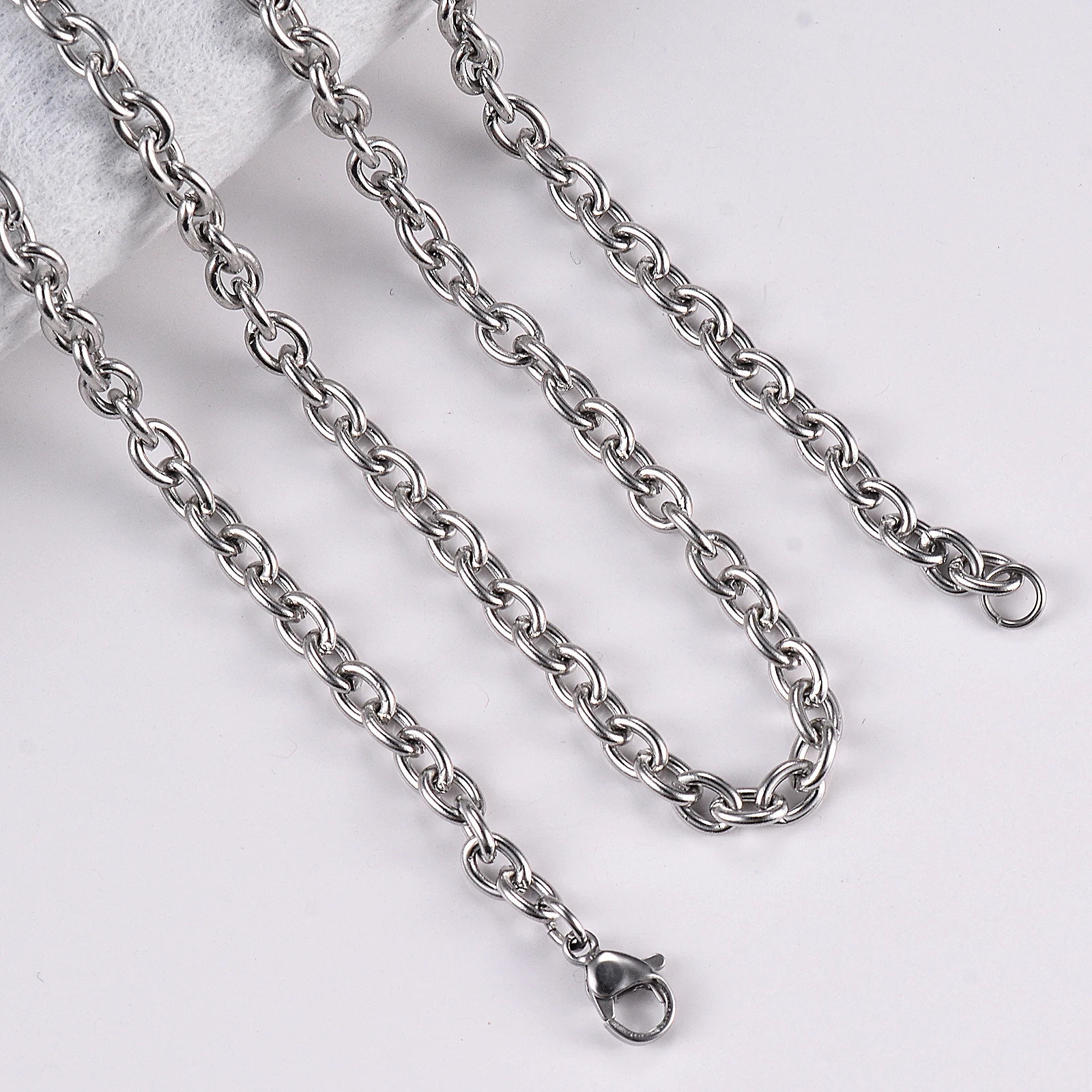 1Pc Width 15mm6mm Stainless Steel Cross O Chain Necklace For Women Men DIY Jewelry Thin Bracelet 250114