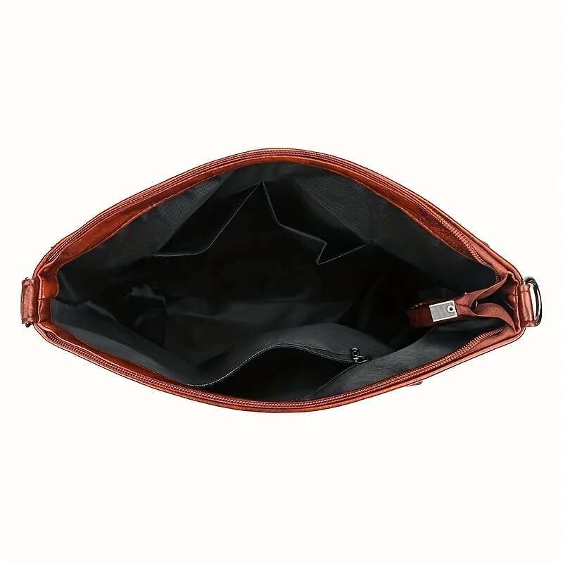 Vintage Studded Versatile Rivet PU Leather Shoulder Large Capacity Zipper Punk Style Trendy Crossbody Bag