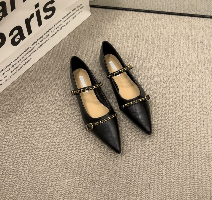 Women Dress Shoes Pointed Toe Flat Bottom Fashion Versatile Triple Black Beige Brown Free shipping