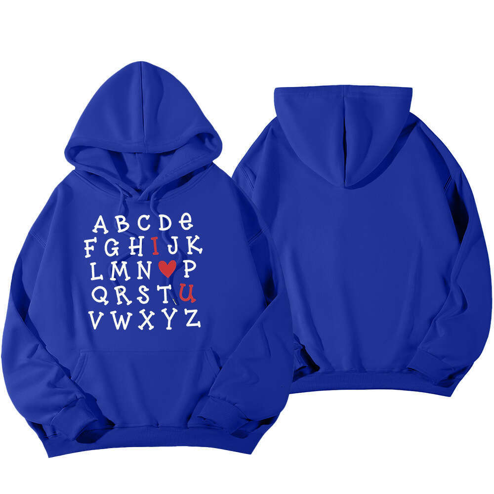 loose casual lapel with heart-shaped printed hoodie, women's clothing