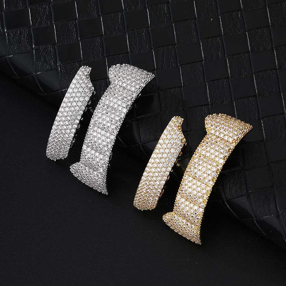 Geometric Heavy CZ Teeth Grillz Caps Cubic Zircon Iced Out Micro Pave Top Bottom Charm Grills For Men Women Hip Hop JewelryXJ250114