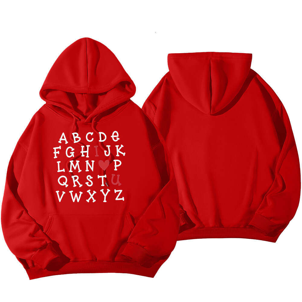 loose casual lapel with heart-shaped printed hoodie, women's clothing