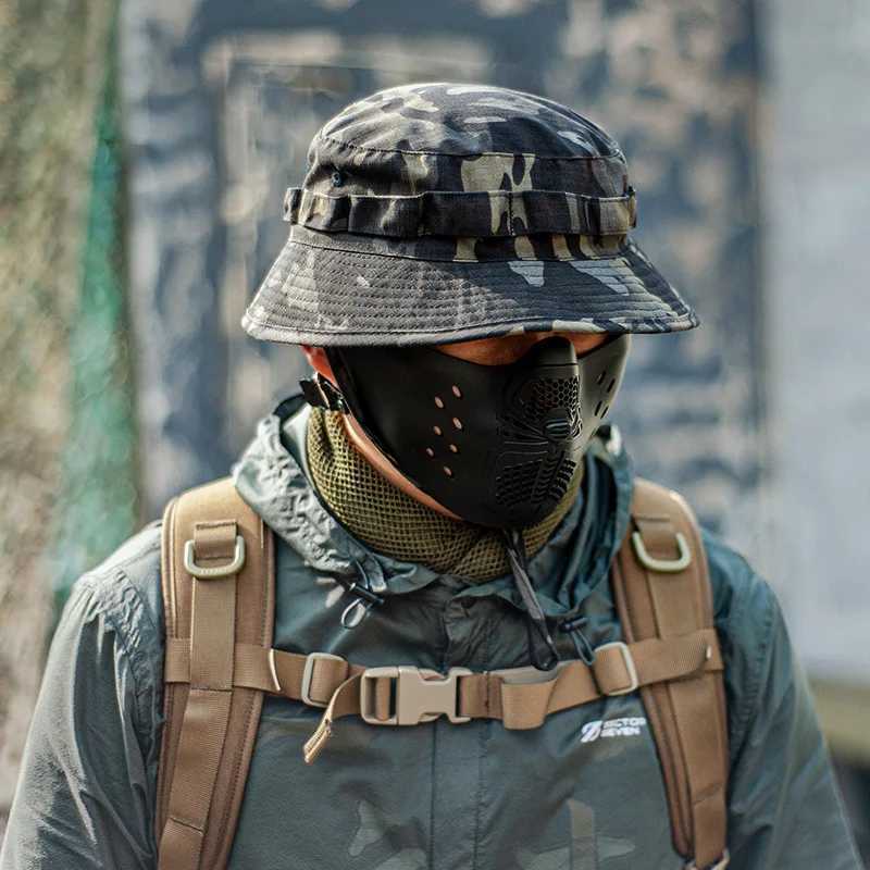 Techwear Tactical Bucket Hat Men Women Outdoor Sport Training Multifunction Camouflage Bucket HatsXJ250116