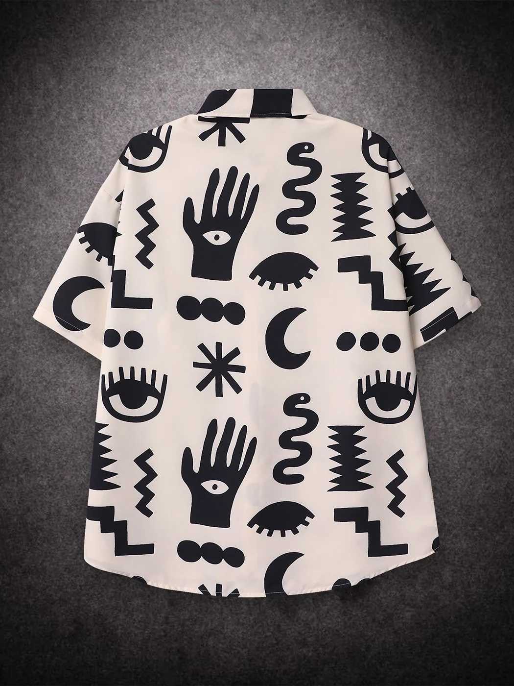 Sycpman Retro Hiphop Print Short Sleeve Shirt Men Fashion Brand Personalized Loose Casual Coat for Summer W250118