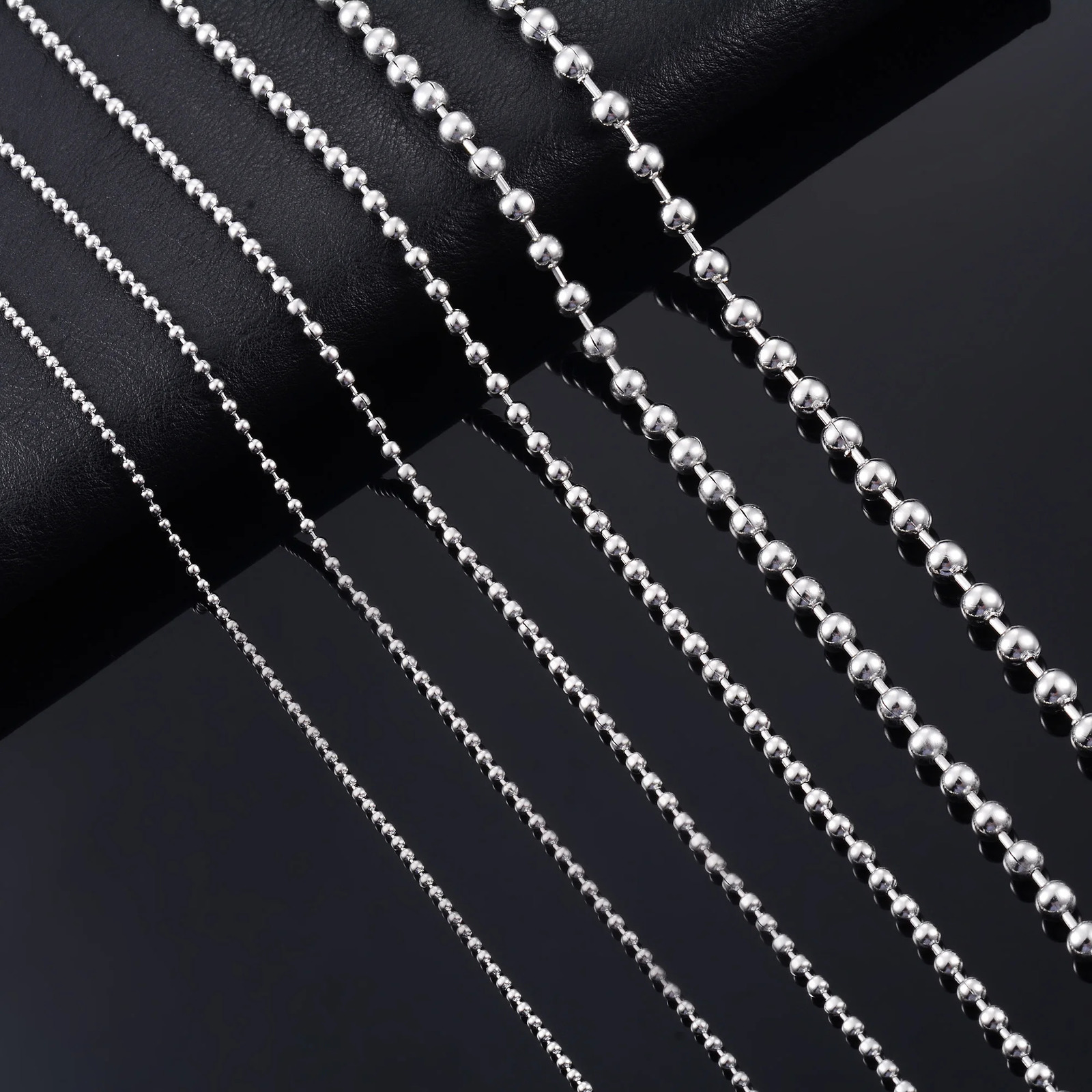 Round Bead Chain on the Neck Rolo Ball Necklace Stainless Steel Jewelry Accessories for Women Men Waterproof Choker Silver Color 250114