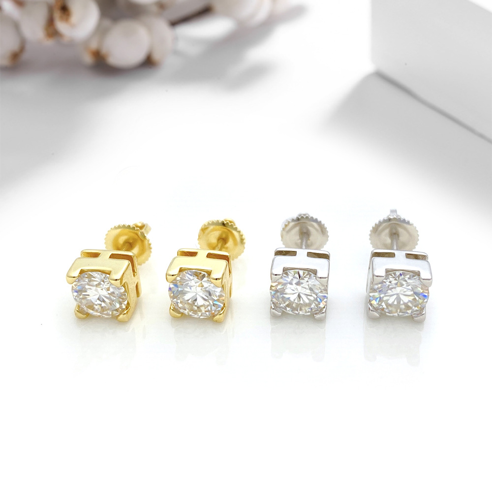 stud earrings designer for women 925 sterling silver 4 prong pass diamond tester vvs1 square moissanite earrings 18K gold mens earring jewelry valenti