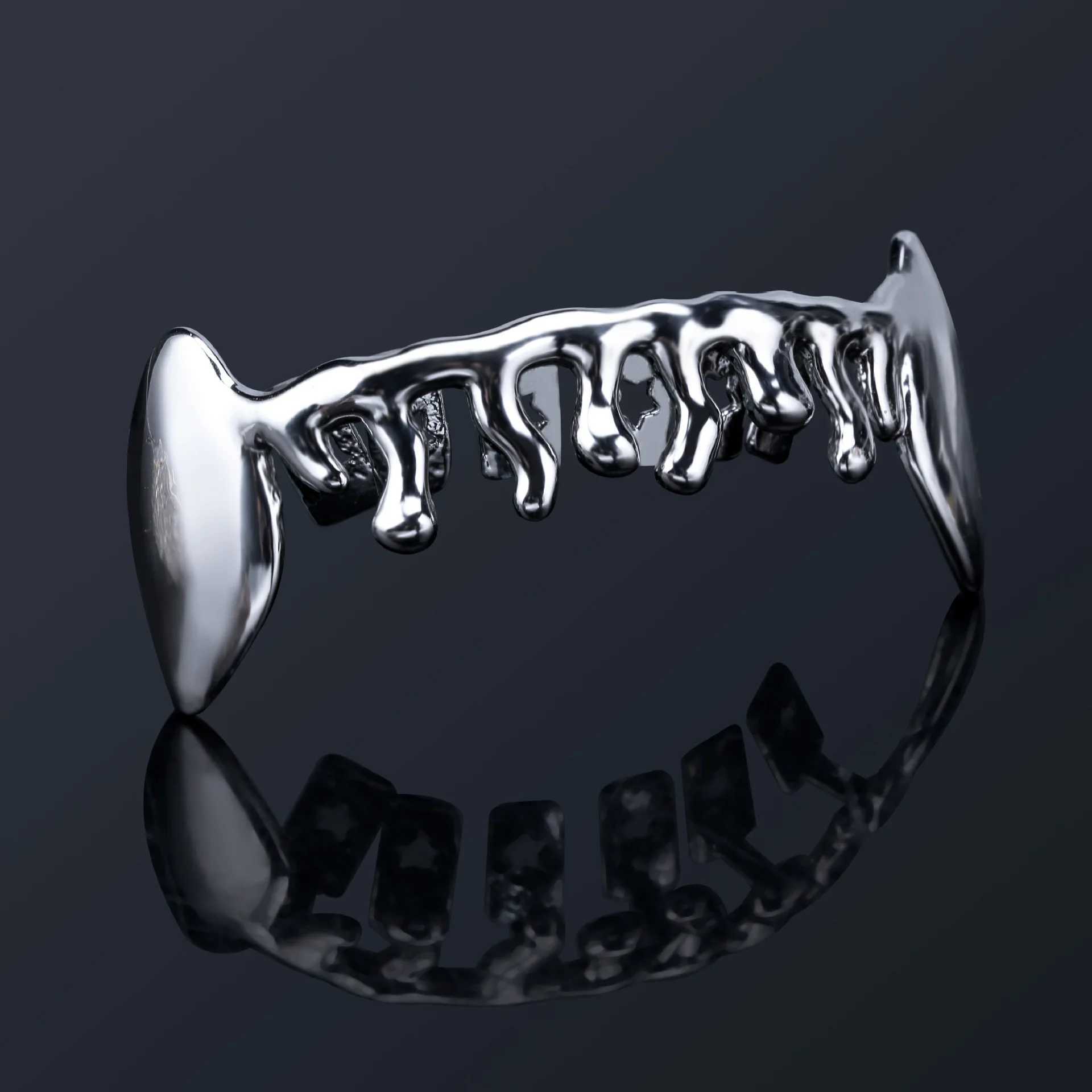 Water Drop Joker Bling Teeth Grillz Top Bootom Dental Mouth Punk Teeth Caps Cosplay Party Tooth Rapper Hip Hop Jewelry TG044XJ250114