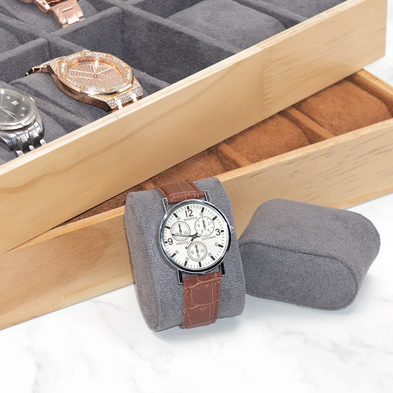 Solid Wood Watch Storage Box High Appearance Level Flannelette Table Display Tray Bracelet Watch Multi-grid Column 250117