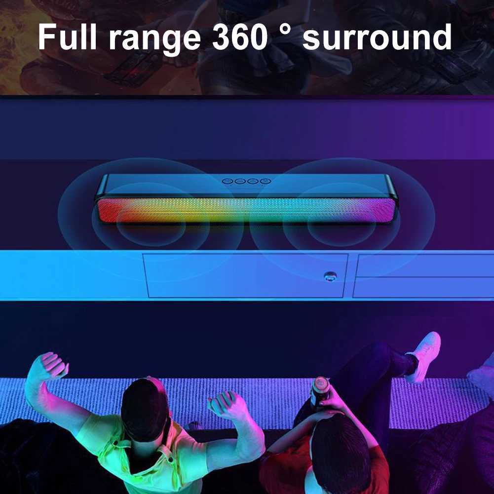 Car Audio RGB Wireless Speaker Bluetooth HiFi Portable Voice Box For Desk Computer Subwoofer Home Movie Surround Sound Bar Audio Speaker H250118