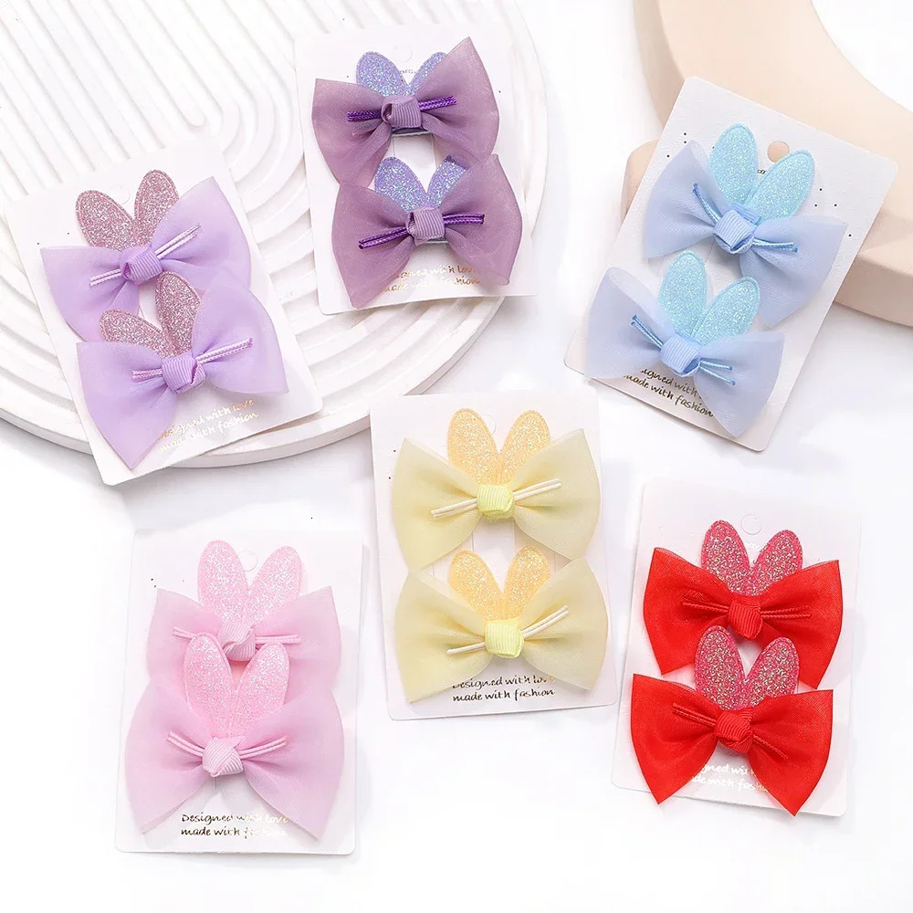 2Pcslot Baby Mini Hair Bows Clips Cotton Soft Hairpin for Girl Cheer Bowknot Barrettes Children Headwear Accessories 250117