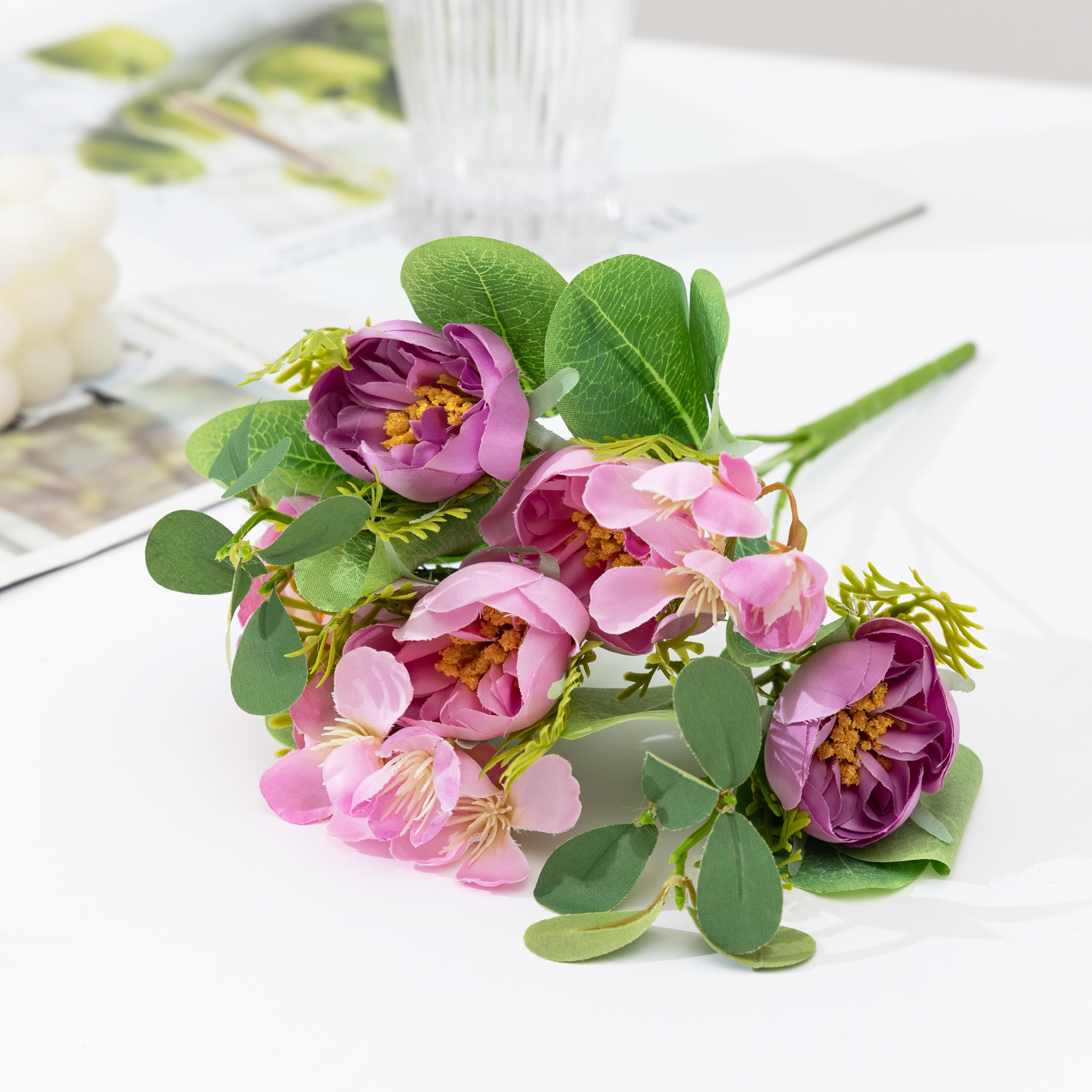 Premium sense of tea Rose cross-border sources wedding hand bouquet material decorative silk flowers bridal fake flowers simulation flower arrangement