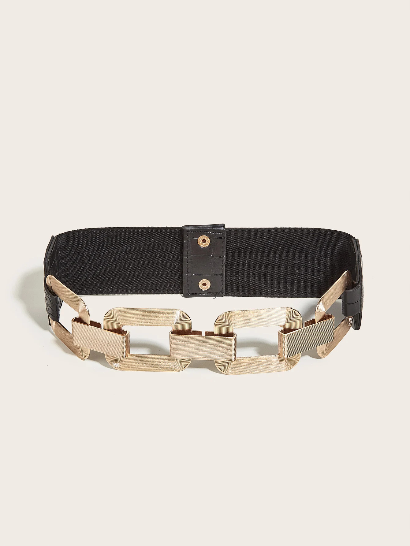 Ladiess Gold Square Metal Elastic Chain Buckle Link Girdle Casual Vintage Waistband waist Decorate Belt For Women On Coat Dress 250114