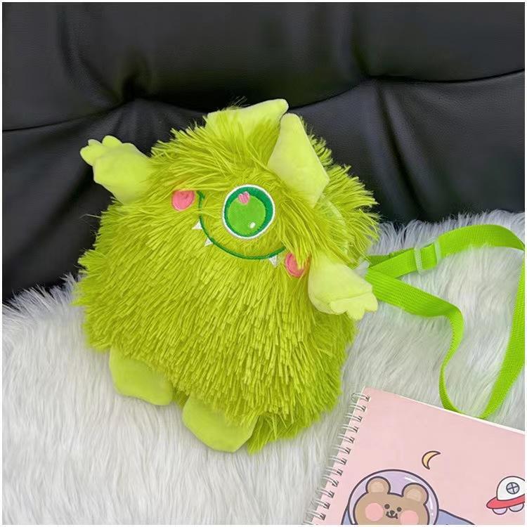New Creative Long Hair Monster Personalized Plush Doll Girl Stylish Mobile Phone Small Shoulder Bag Gift swissmilitary