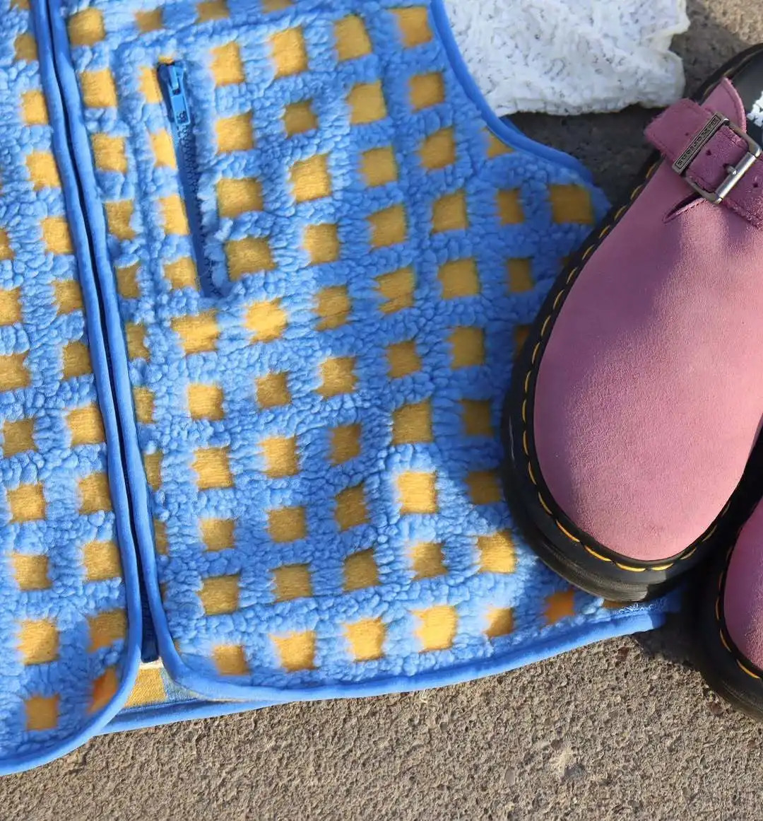 Women Sherpa Fleece Vest Checkered Sleeveless Zip Up Warm Cardigan Polar Fleece Tank Jacket with Chest Pocket Cardigan waistcoat 250113