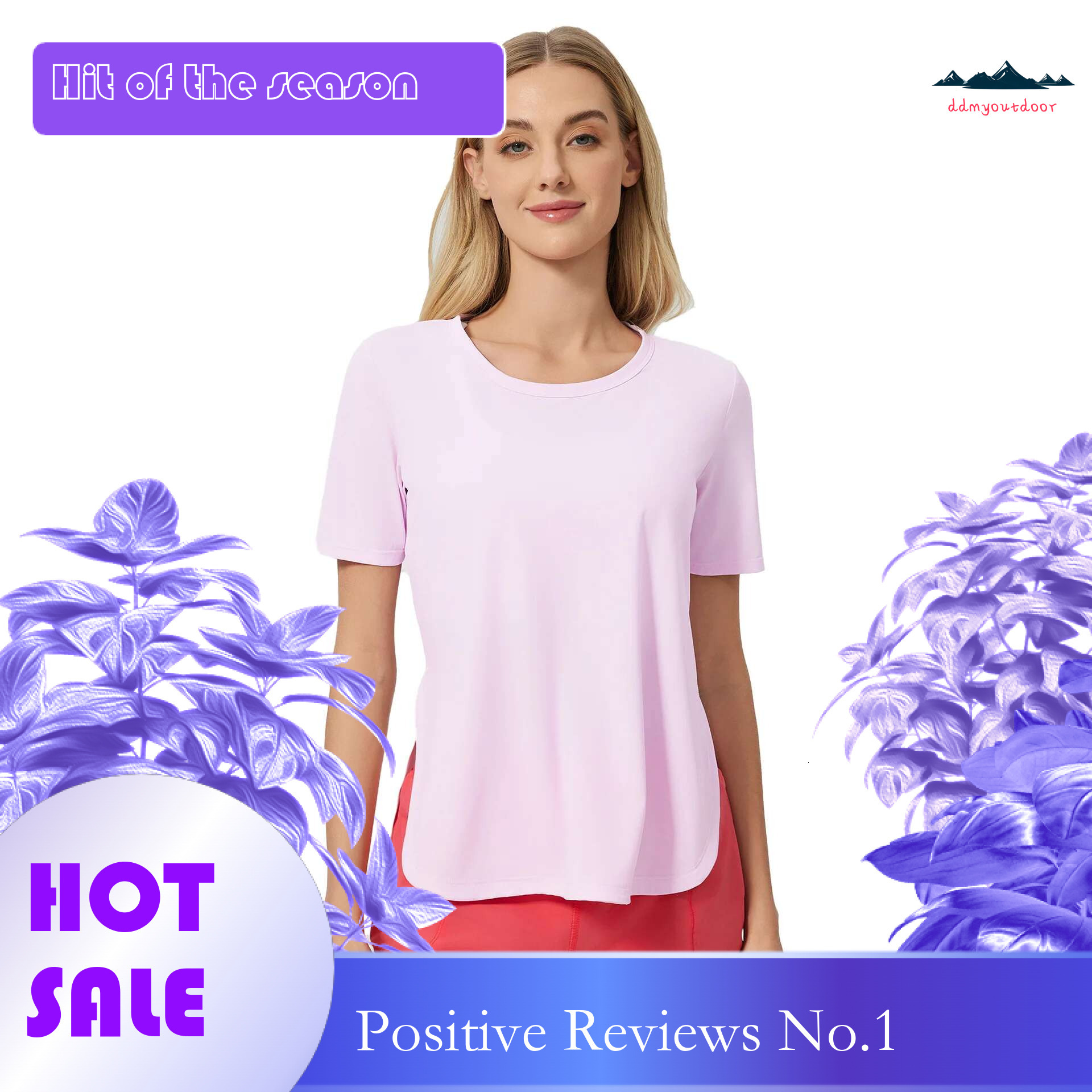 Ddmyoutdoor China Domestic Mermaid Curve Summer Loose Breathable Yoga Clothes Top Women S Side Split Quick Drying Running Fiess Short Sleeve
