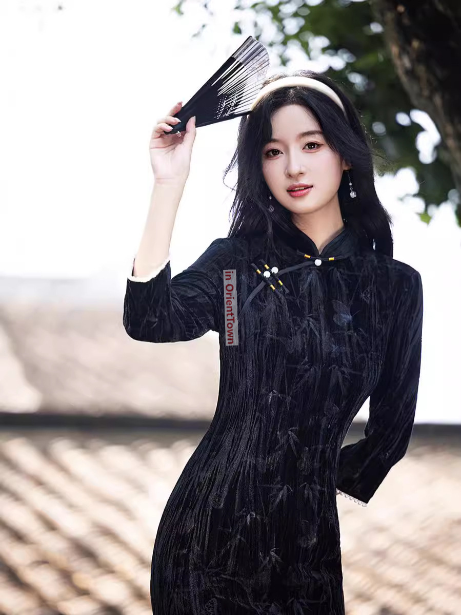 Sexy Chinese Dress Black Elegant Qipao Traditional Modern Cheongsam Harajuku Mini Dress Carnival Dresses Up Outfit Party