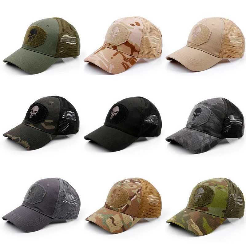 Camouflage Army Green Skull Baseball s Outdoor Adventure Basketball Football Adjustab Summer Sun Hats Men Women CamXJ250116