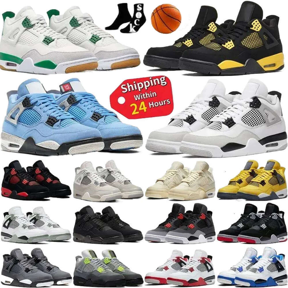 Basketball Shoes Mens 4 Military Black Cat Sneak Univity Blue Red Cement Thunder Pine Green White Oreo Seafoam Shimmer Cool Grey Men Women Sports