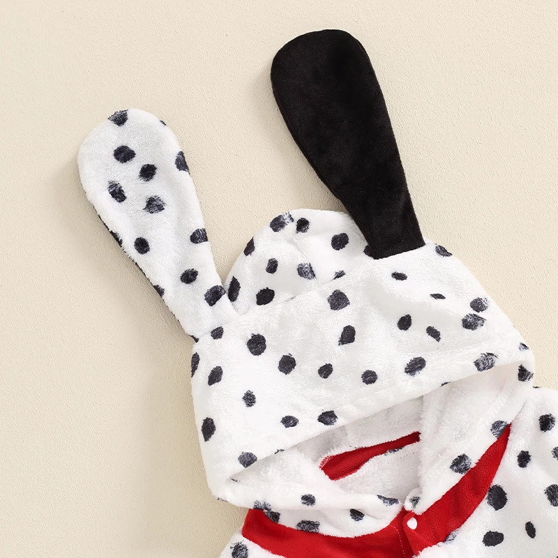 Unisex Baby Girls Boy Dalmatian Costume Halloween Costume Infant Hooded Long Sleeve Button Romper Jumpsuit Outfits 250114
