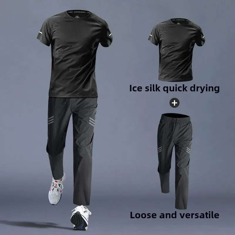 Ddmyoutdoor China Domestic Men S Ice Silk Athletic Quick Dry T Shirt Shorts Perfect For Running Iess Football Training Men Clothing Sportswear Set