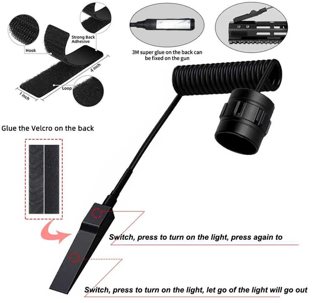 LED Tactical Hunting Torch Flashlight L2 8650 Aluminum Waterproof Outdoor Lighting with Gun Mount +Switch USB Rechargeable LampW241227