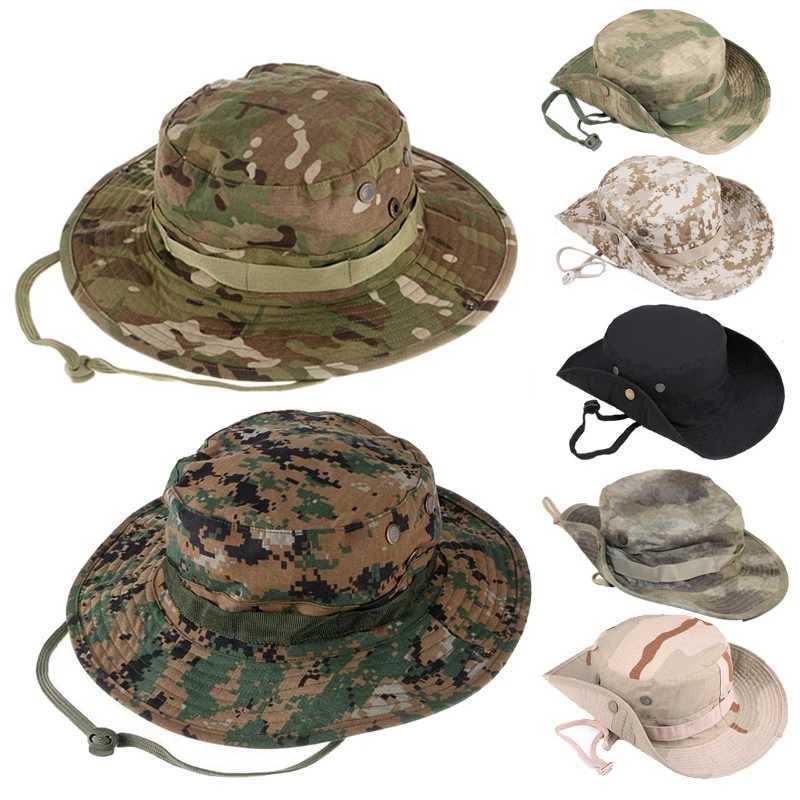 Camouflage Tactical Boonie Hats Cam Climbing Bucket Sniper Hat Men Outdoor Fishing Hiking Sun Protective Boonie sXJ250116