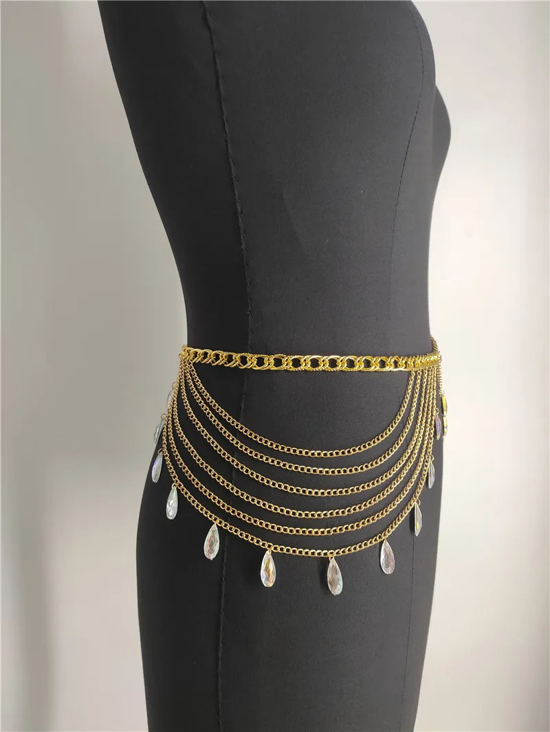 Retro womens fashionable belly charm waist chain pendant with long tassel wire harness belly chain womens body accessories Stonefans jewelry 250110