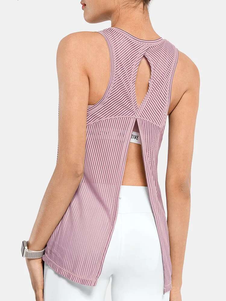 Ddmyoutdoor China Domestic Mermaid Curve New Summer Striped Quick Drying Women Running Vest Tie Up Or Leave It Loose Gym Fiess Tank Yoga Top