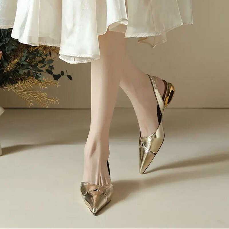 Pointed Toe Elegant Low Heels Party Women Sandals Designer New 2024 Summer Brand Pumps Sgback Casual Dress Shoes