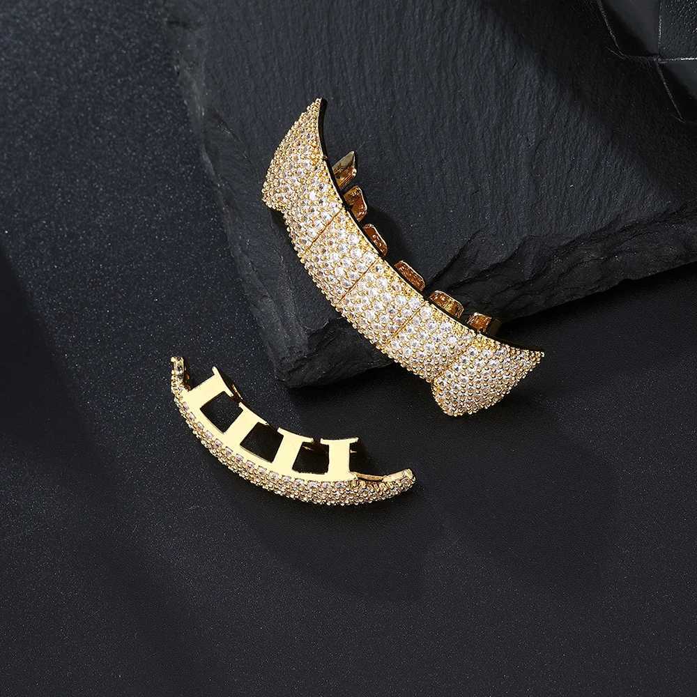 Hip Hop Iced Out CZ Stones Paved Dental Grill Set For Men Women luxury Mouth Halloween Cosplay Teeth Grills Removable JewelryLXJ250114