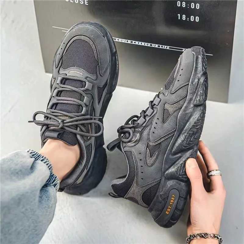 Spring Men Shoes New Breathable Mesh Shoes Men Trendy Versatile Thick Soled Sports Casual Shoes Running Dad Trendy Shoes Z250304