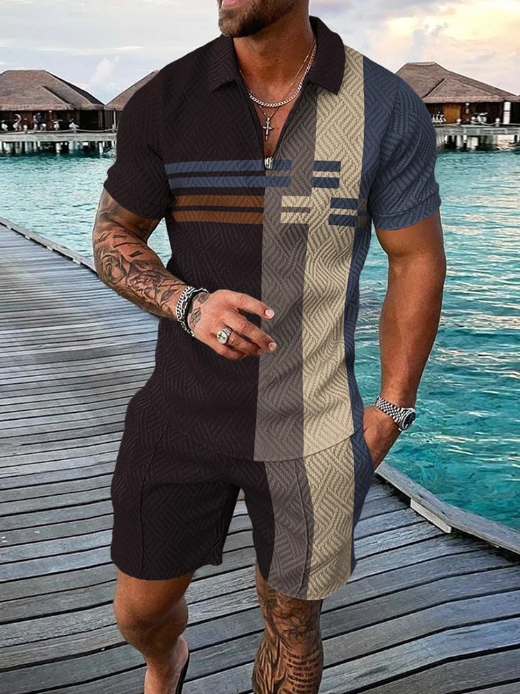 Arrival Mens Clothing Tracksuit Polo Shirts Sets Summer Casual Golf T-shirt Shorts Suits Print Fashion Male Street Outfits 250113