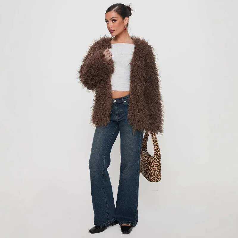 Coat Women Fur Long Faux Chic 2024 Winter Thick Jacket Fashion Lady Oversized