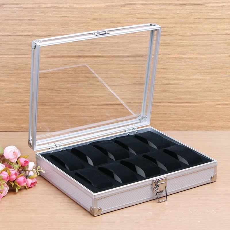 VANSIHO Handmade 6/12/24 Slots Metallic Silver Aluminium Alloy Watch Storage Box Antique And A Small Thing Storage Case 250117
