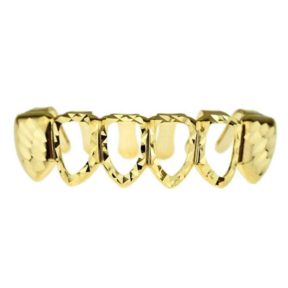 Hip Hop Top Bottom Full Hollow Teeth Grillz Classic Tooth Caps For Women Men Rapper Body JewelryXJ250114