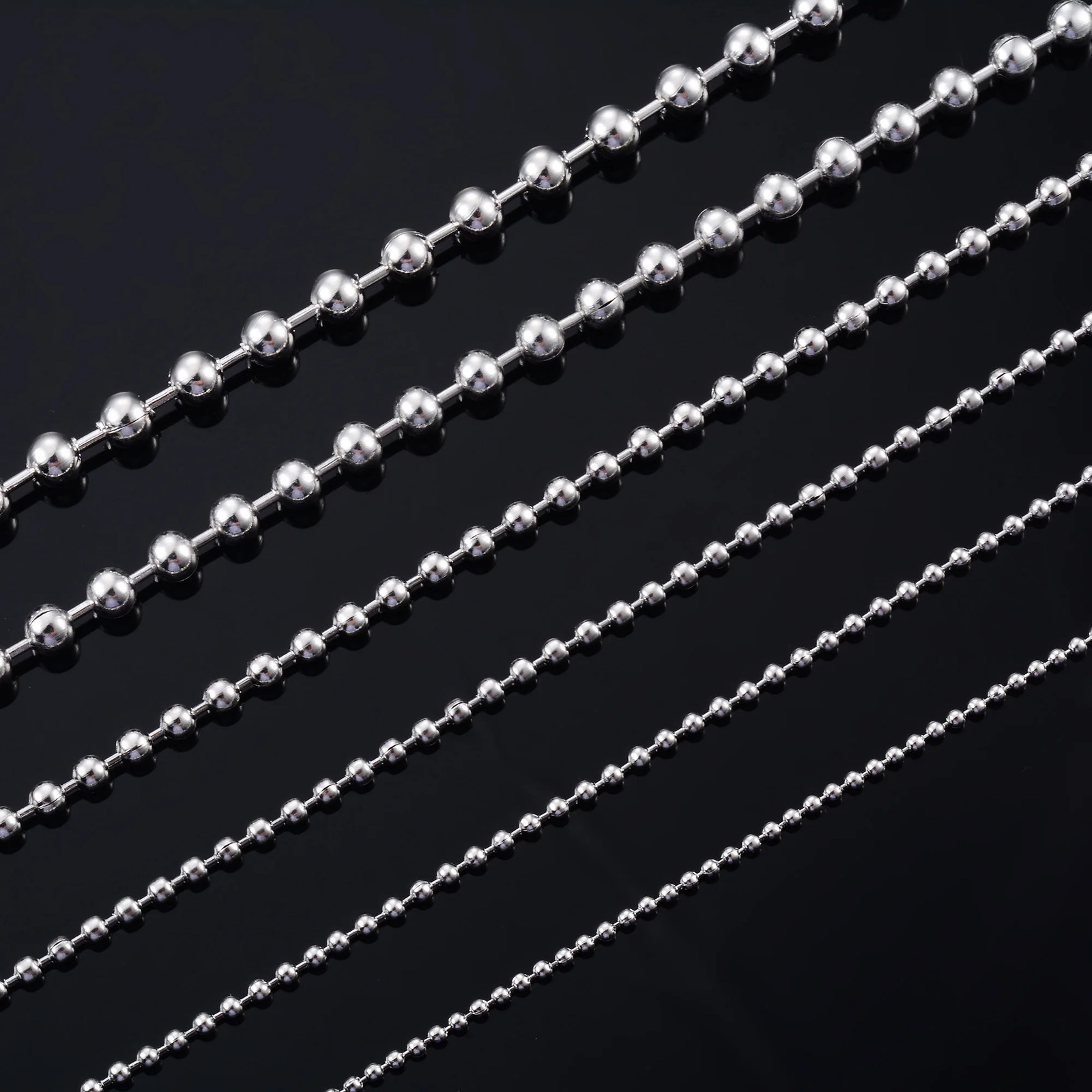Round Bead Chain on the Neck Rolo Ball Necklace Stainless Steel Jewelry Accessories for Women Men Waterproof Choker Silver Color 250114