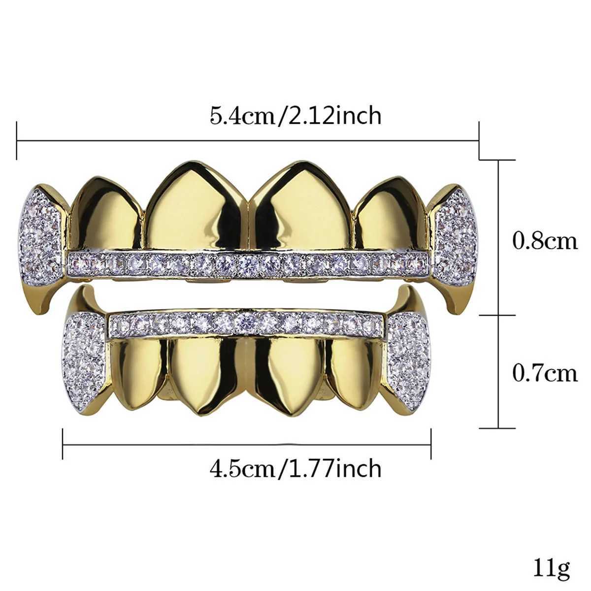 Hip Hop Rock CZ Stones Teeth Grillz Caps Cubic Zircon Iced Out Micro Pave Top Bottom Charm Grills For Men Women JewelryXJ250114