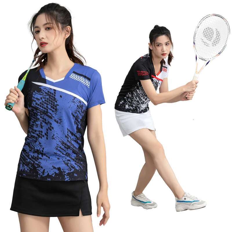 Ddmyoutdoor China Domestic Badminton Training Shirts Women Tennis Print Quick Dry Short Sleeve Running Exercise Breathable V Collar Fiess Table Tee
