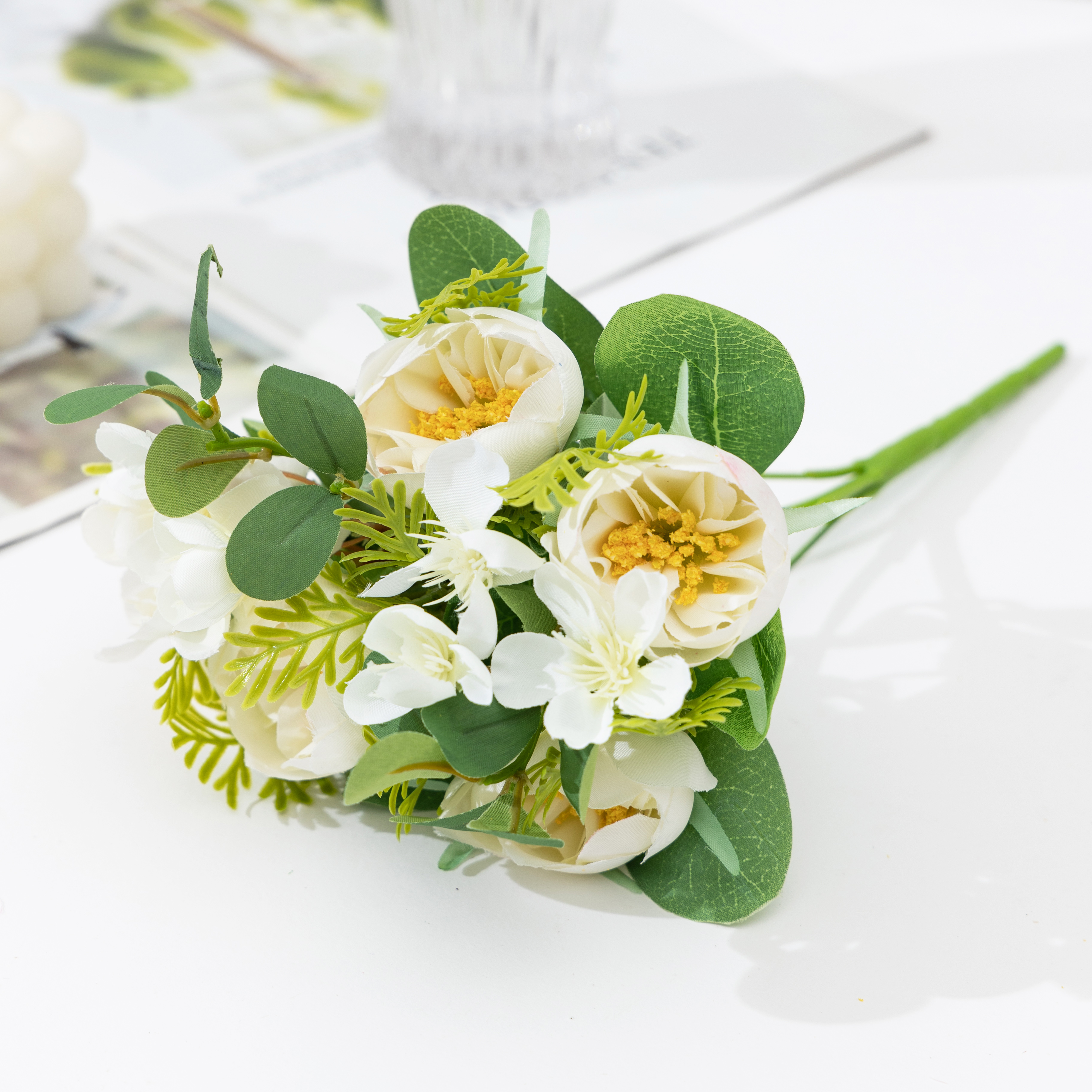Premium sense of tea Rose cross-border sources wedding hand bouquet material decorative silk flowers bridal fake flowers simulation flower arrangement