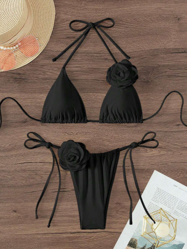2025 New 3D Flower Set Fashion Sexy Swimsuit Bikini Women's Luxury Bikini Beach Wear Bikini Designer Swim Triangle Bikini New Product New Arrival