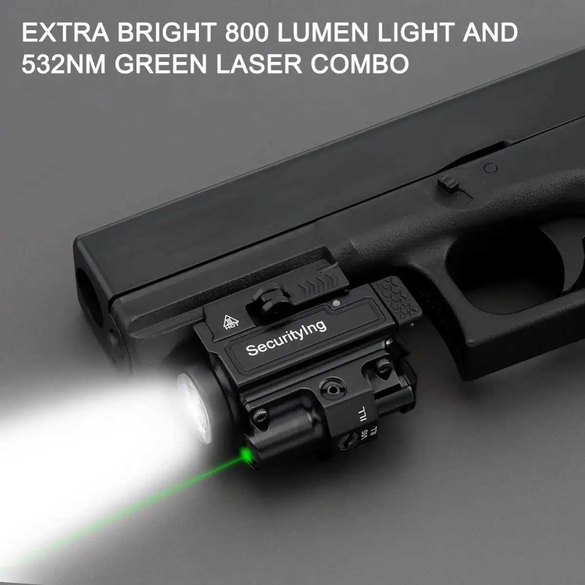 Security Ing GF0 800 Lumen Charging Mini Rail Flashlight with 3 Modes of Light IPX-6 Waterproof Charging FlashlightW241227