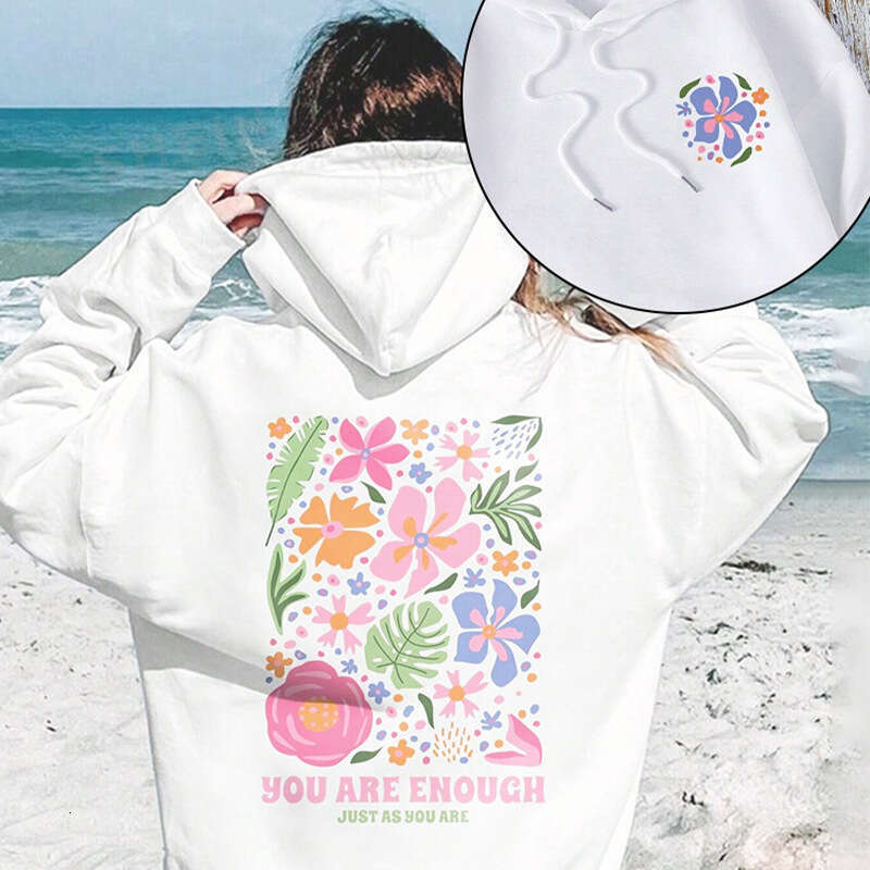 New SOLY HUX Women's Flower Letter Printed Drawstring Hoodie Coat