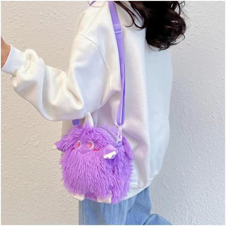 New Creative Long Hair Monster Personalized Plush Doll Girl Stylish Mobile Phone Small Shoulder Bag Gift swissmilitary