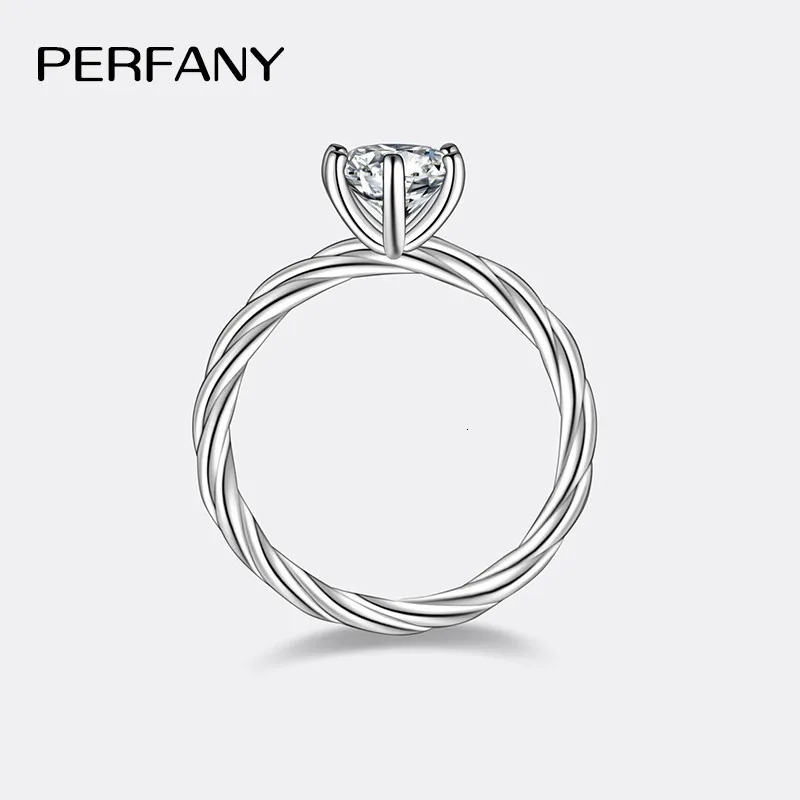 PERFANY 1CT Ring for Women S925 Pure Silver Sparkling Laboratory Cultivated Diamond Fashion Wedding Jewelry 250110